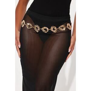 NWT Sun Kissed Gold Abstract Circle Chain Belt 41”